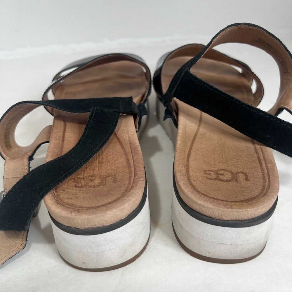 Ugg Braelynn Sandal Black Patent Leather Strappy Platform Sandal Size 9.5 - Picture 4 of 9